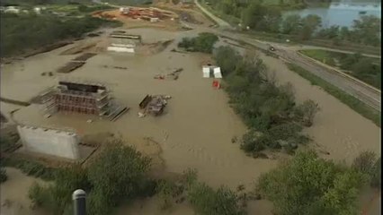 Vue aérienne des inondations dans le Gard