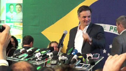 Brazil's Marina Silva announces her support for Aecio Neves