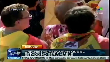 Catalanes unionistas se manifiestan en Barcelona