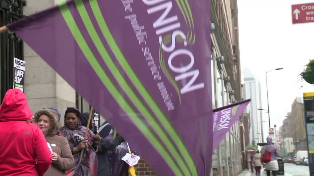 British healthcare workers protest for pay in L...