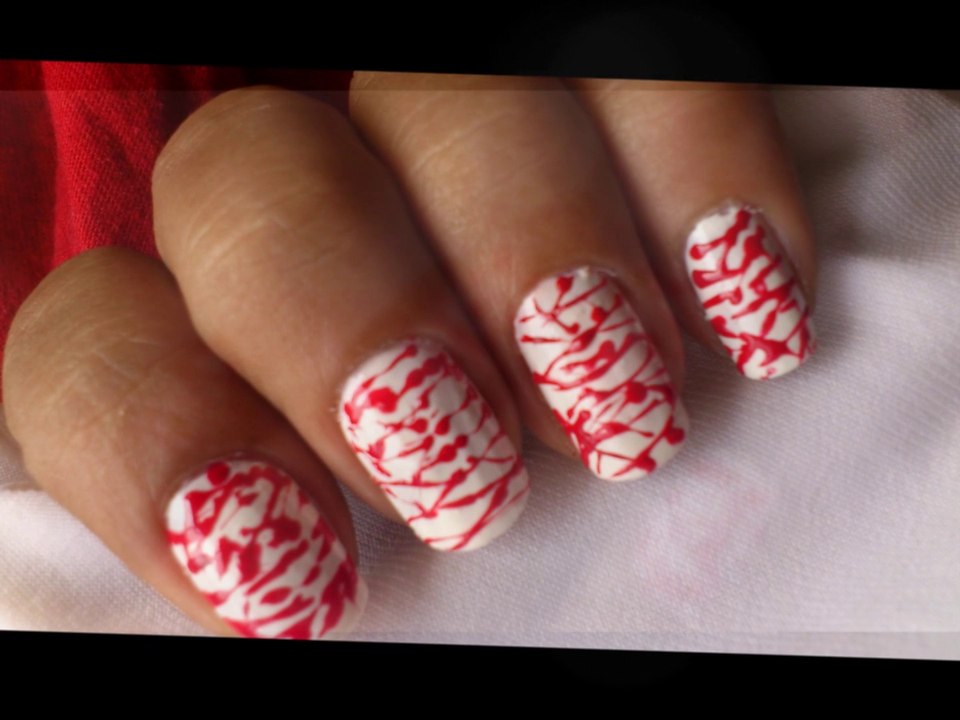 Halloween nails Spun sugar nails technique -- how to do spun sugar nail art designs