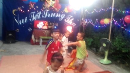 Baby play lion dancing in child holiday