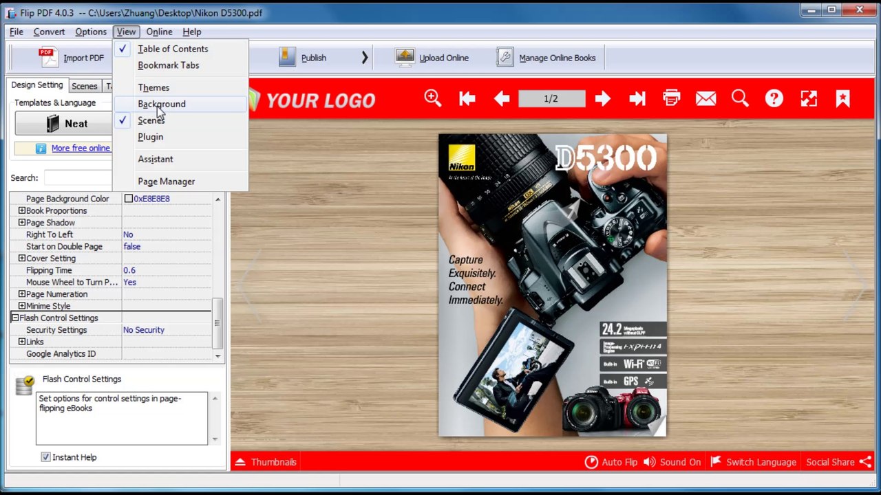 Create a new flipbook theme with your own design