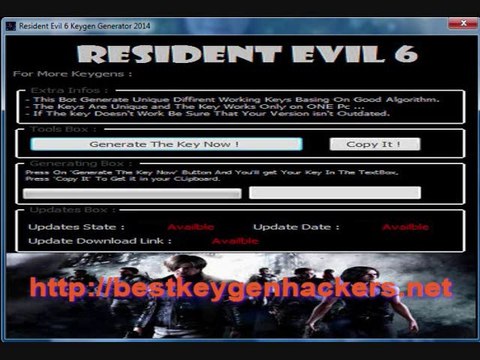 Resident Evil 6 Keygen Generator 2014 - simple solution to access Resident Evil 6 game !