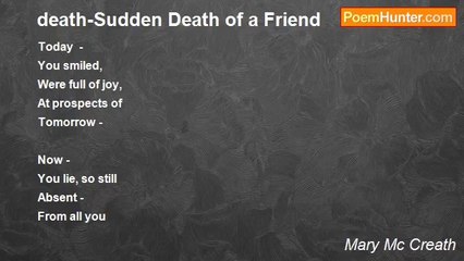 Mary Mc Creath - death-Sudden Death of a Friend