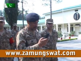 جشن آزادی کے موقع پرجی او سی سوات میجرجنرل جاوید بخاری پاک فوج کے جوانوں سے خطاب کر رہے ہیں