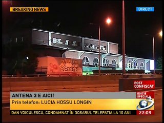 LUCIA HOSSU LONGIN solidara cu Antena 3 dupa decizia justitiei de CONFISCARE A SEDIULUI ANTENELOR
