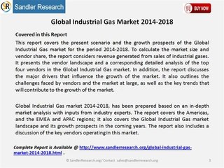 Global Industrial Gas Market 2014-2018