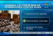 Parlamento ucraniano prevé imponer sanciones a Rusia