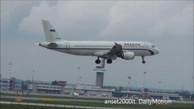 Rossiya Airlines Airbus A320 VQ-BDR in Milan Malpensa Airport. Landing and Takeoff