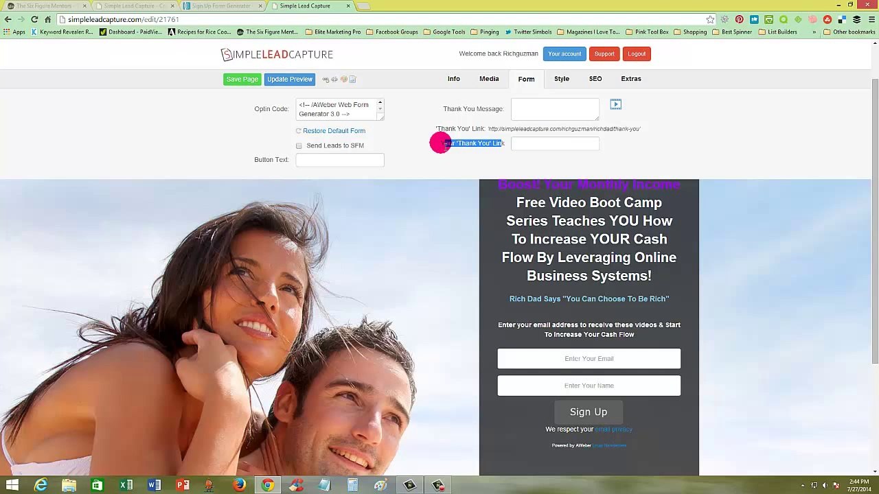 Six Figure Mentors Training | #8 Create A Web Form In Simple Lead Capture