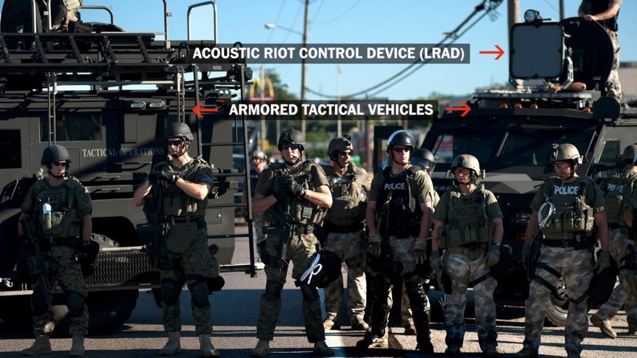 What weapons are police using in Ferguson?