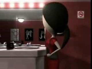 Dans les toilettes pour dames...