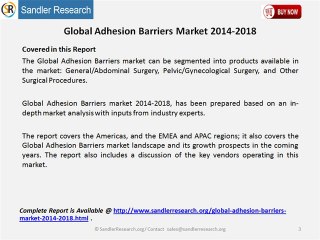 Global Adhesion Barriers Market 2014-2018