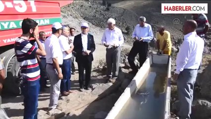 Karadağ'da bulunan yılkı atlarına su bırakılıyor -