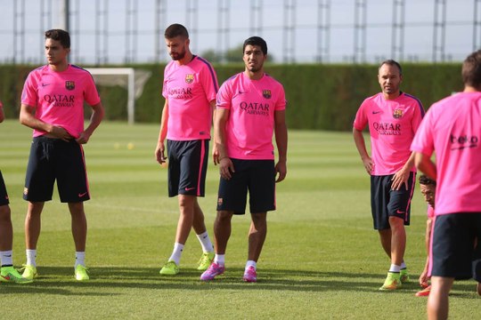 Luis Suárez training with Barça