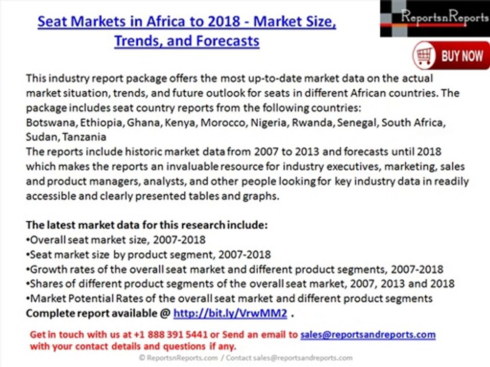 Seat Industry in Africa to 2018 - Market Size, Trends, and Forecasts