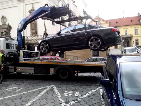 Audi towed away in Brno, Czech Republic