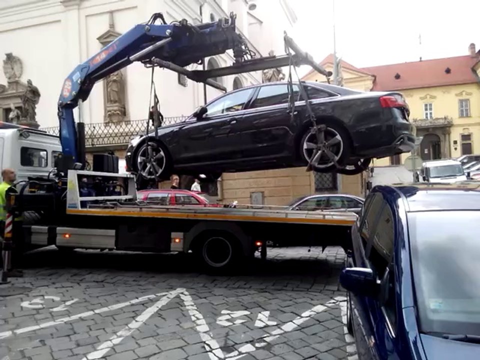 Audi towed away in Brno, Czech Republic