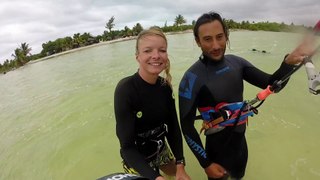 2 backrolls unhooked kiteboard in Isla Blanca Cancun Mexico