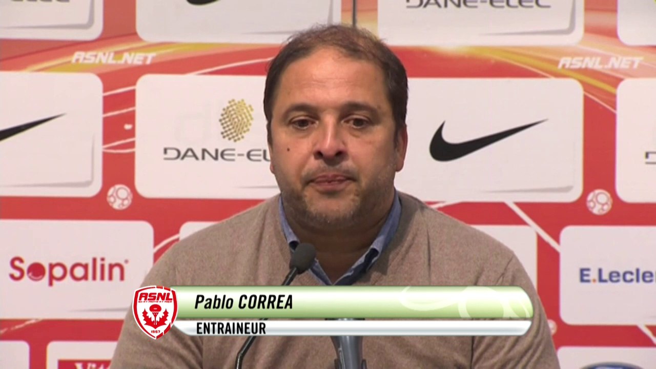 Conférence de presse AS Nancy-Lorraine - AC Arles Avignon (1-1) : Pablo  CORREA (ASNL) - Franck  DUMAS (ACA) - 2014/2015