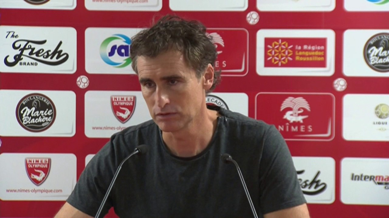Conférence de presse Nîmes Olympique - Dijon FCO (2-2) : José  PASQUALETTI (NIMES) - Olivier DALL'OGLIO (DFCO) - 2014/2015