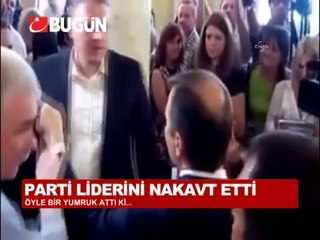 Parti liderini tek yumrukta yere serdi