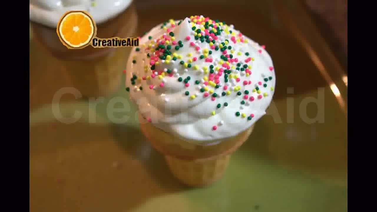 طريقة سهلة ورائعة لعمل كب كيك في اقماع الايس كريم