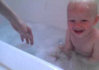 Cute Baby Loves Bubble Bath