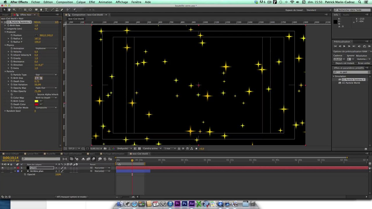 Créer un ciel étoilé en quelques clics, avec CC Particle systems