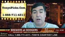 MLB Odds LA Dodgers vs. Milwaukee Brewers Pick Prediction Preview 8-17-2014