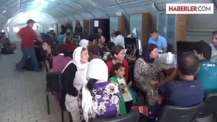 Yezidiler, Midyat'taki çadır kente yerleştiriliyor -