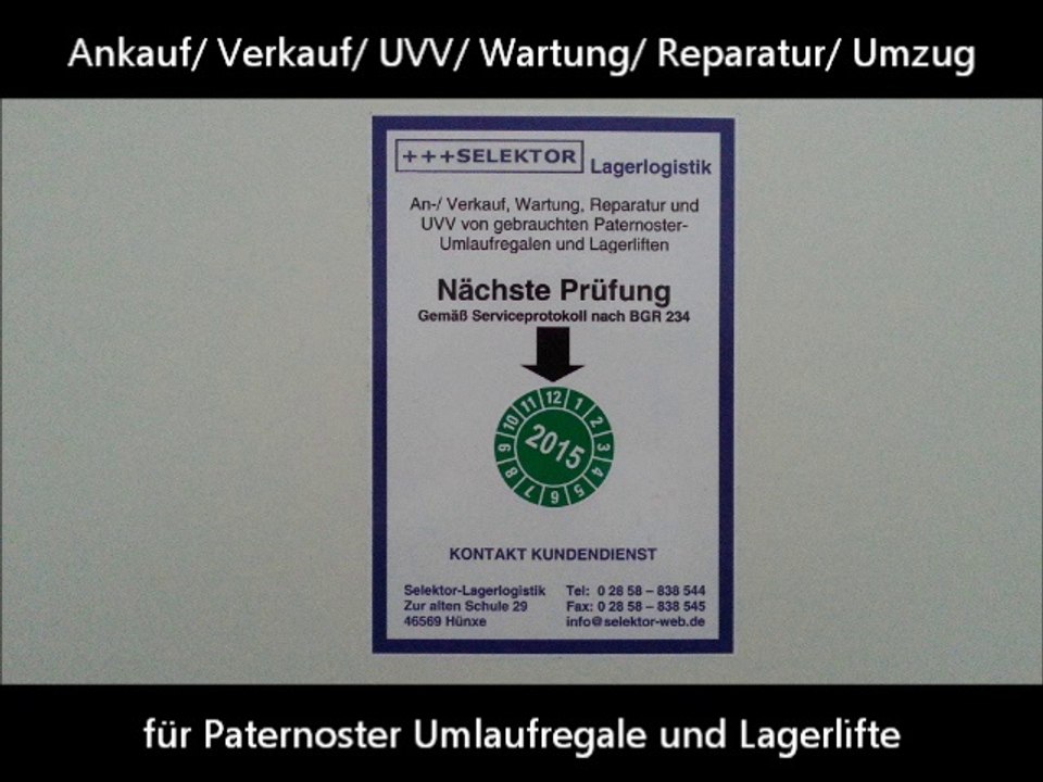 Paternoster UVV - Selektor Lagerlogistik GmbH