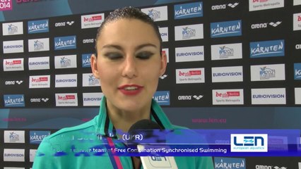 Kateryna Sadurska, member of the winner team of Free Combination Synchronised Swimming – Day 5, Berlin 2014