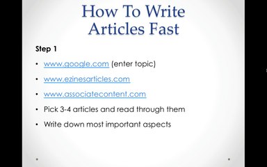 BONUS VIDEO – Article Writing