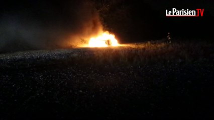 La voiture d'un Prince saoudien en flammes