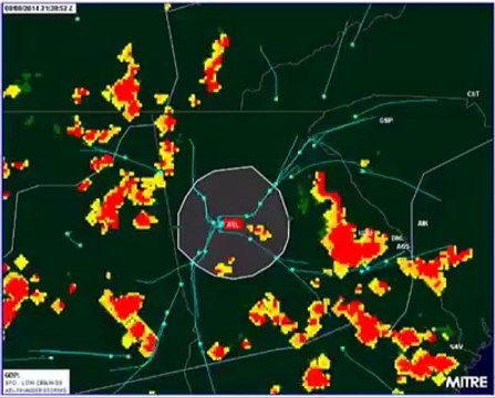 Images radar d'avions évitants les zones orageuses pour atterrir