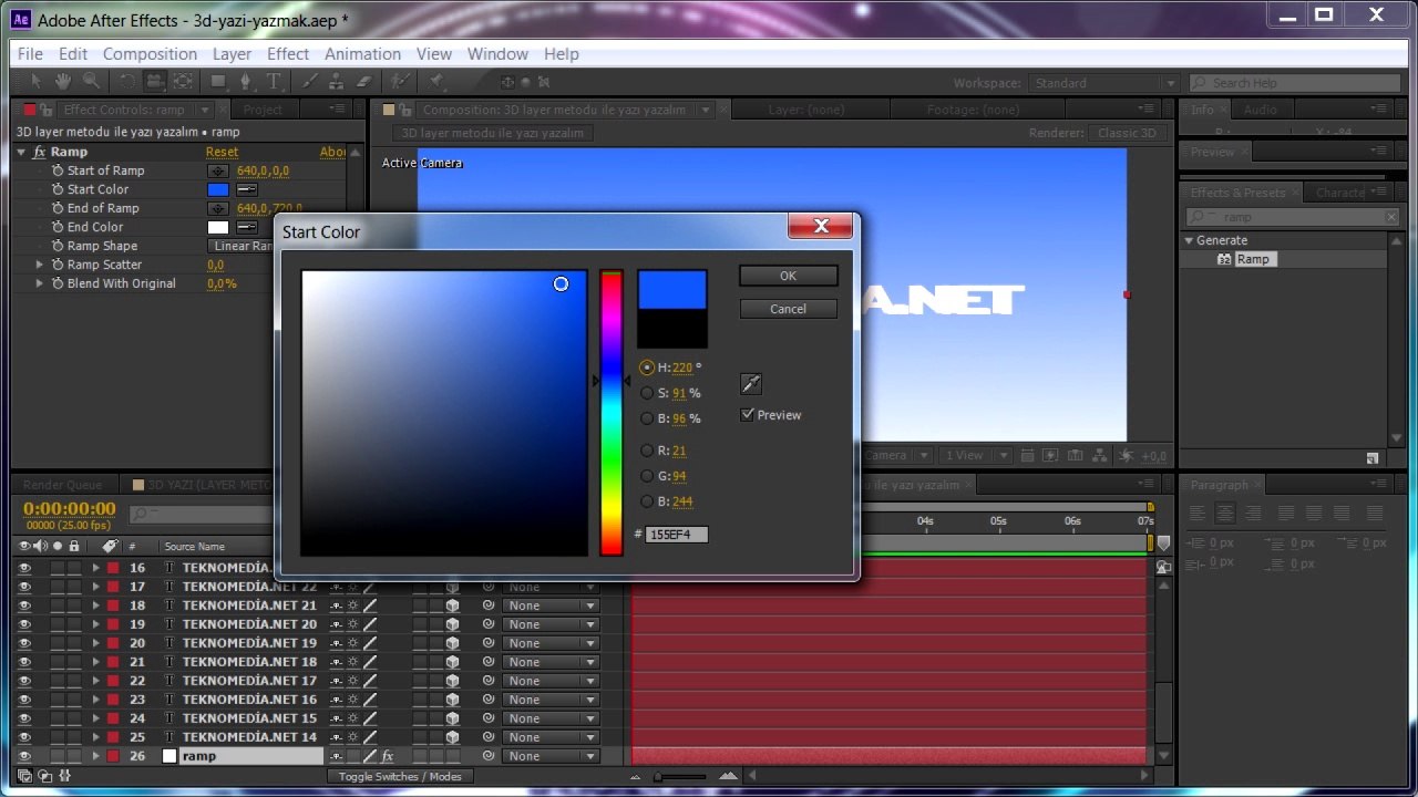 After Effects ile 3D Yazı Yazma (Layer Metodu)