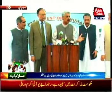 Islamabad: Abdul Qadir Baloch talks to media outside Parliament House