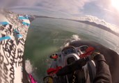 Surprised Skier Glides Over Whale