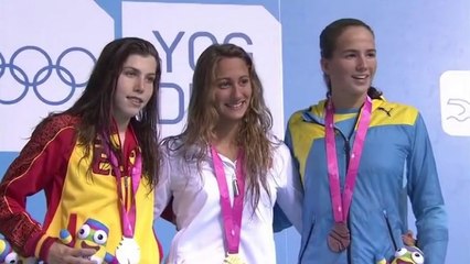 Women's 800m Freestyle Medal Ceremony Nanjing 2014 YOG