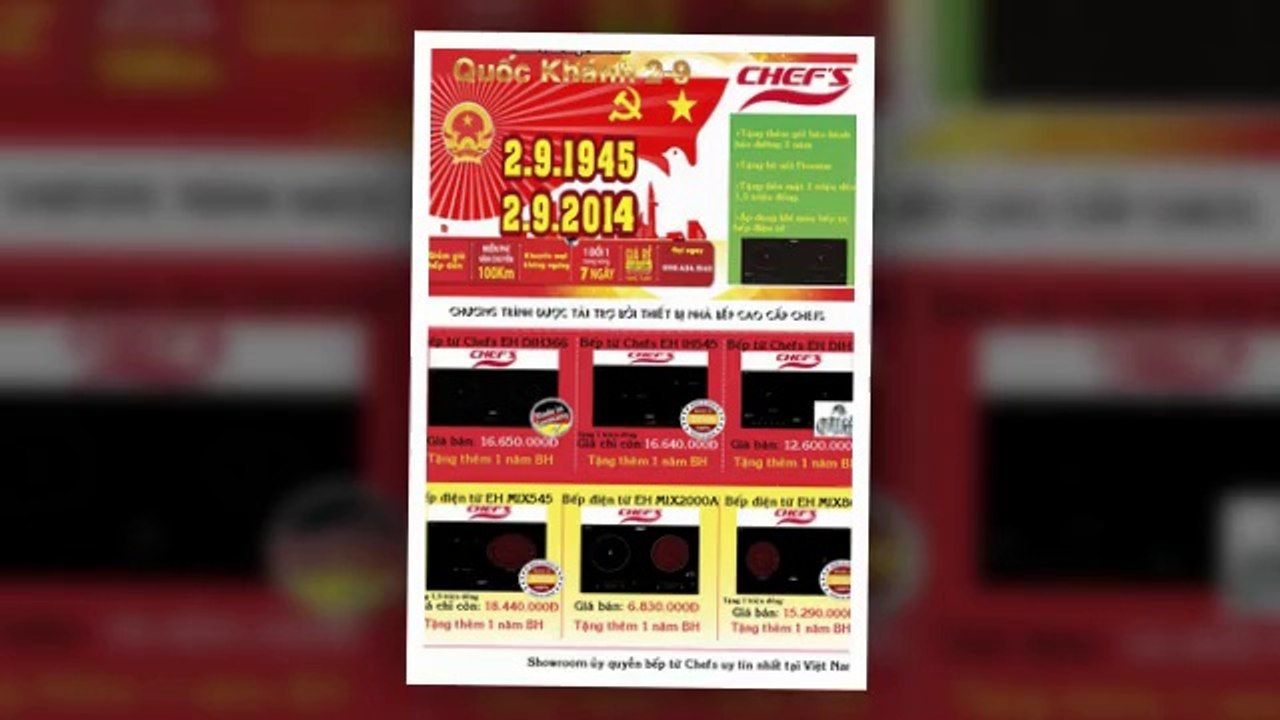 Chương trình khuyến mại BẾP TỪ CHEFS cực lớn 2/9 - Beptuchefs.net