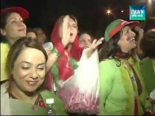 PTI women workers throw petal on policemen in Red Zone