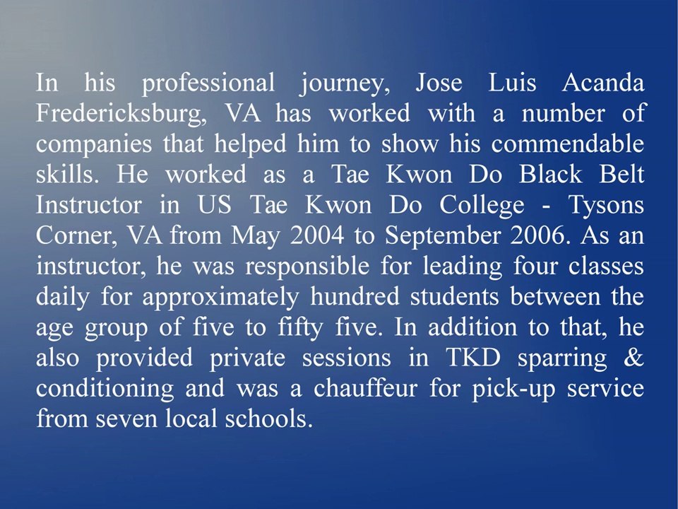 Jose Luis Acanda Fredericksburg VA