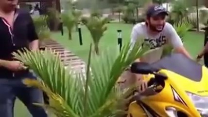 Boom Boom Shahid Afridi Riding on Bike