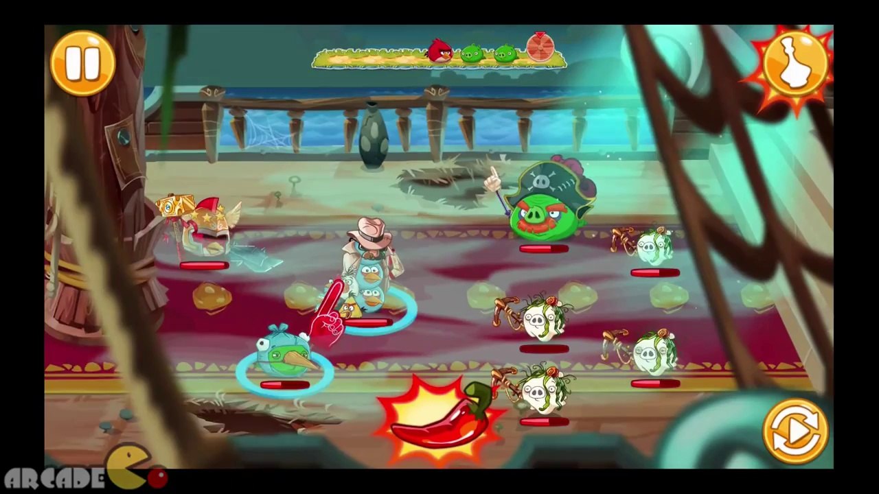 Angry Brids Epic  Tuesday Challenge Dungeon Ghost Ship Team Up With Mc'Cool Gold Piggies