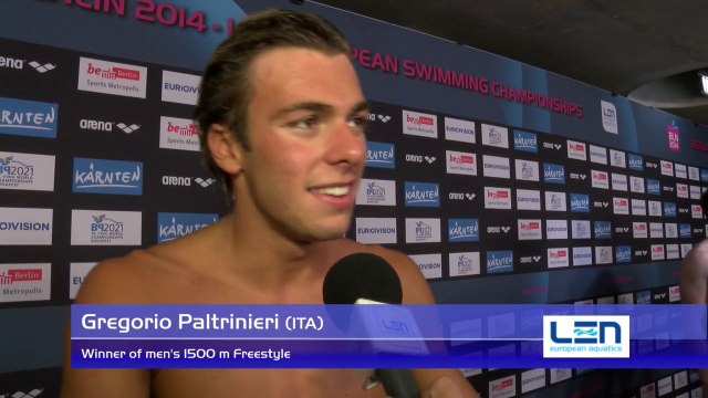 Gregorio Paltrinieri, winner of men's 1500 m Freestyle – Day 8, Berlin 2014