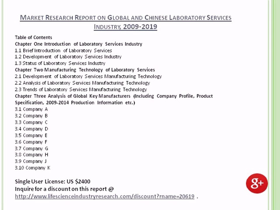 Laboratory Services Industry: Global and China 2019 Forecast by Company, Country and Application
