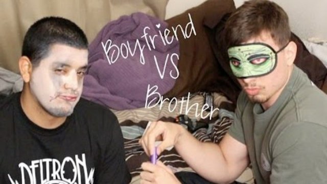 ♡ Brother Does Boyfriend's Makeup Blindfolded ♡ ...Challenge?