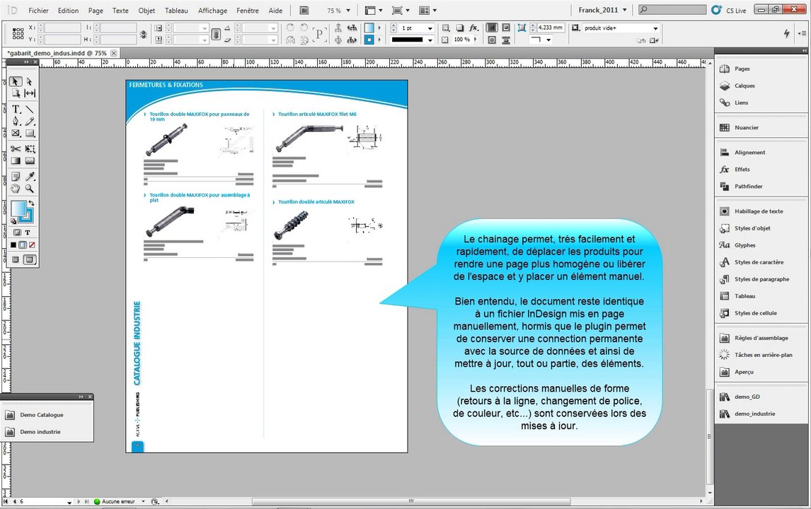 Mise en page automatique en mode assemblage avec Adobe InDesign et EasyCatalog